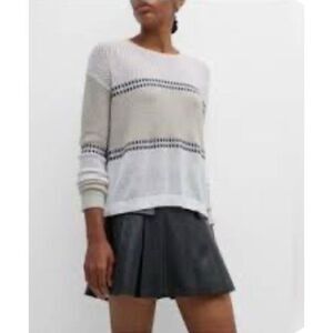 Lisa Todd Textured Colorblock Sweater in Crean & Black NWT Size Small